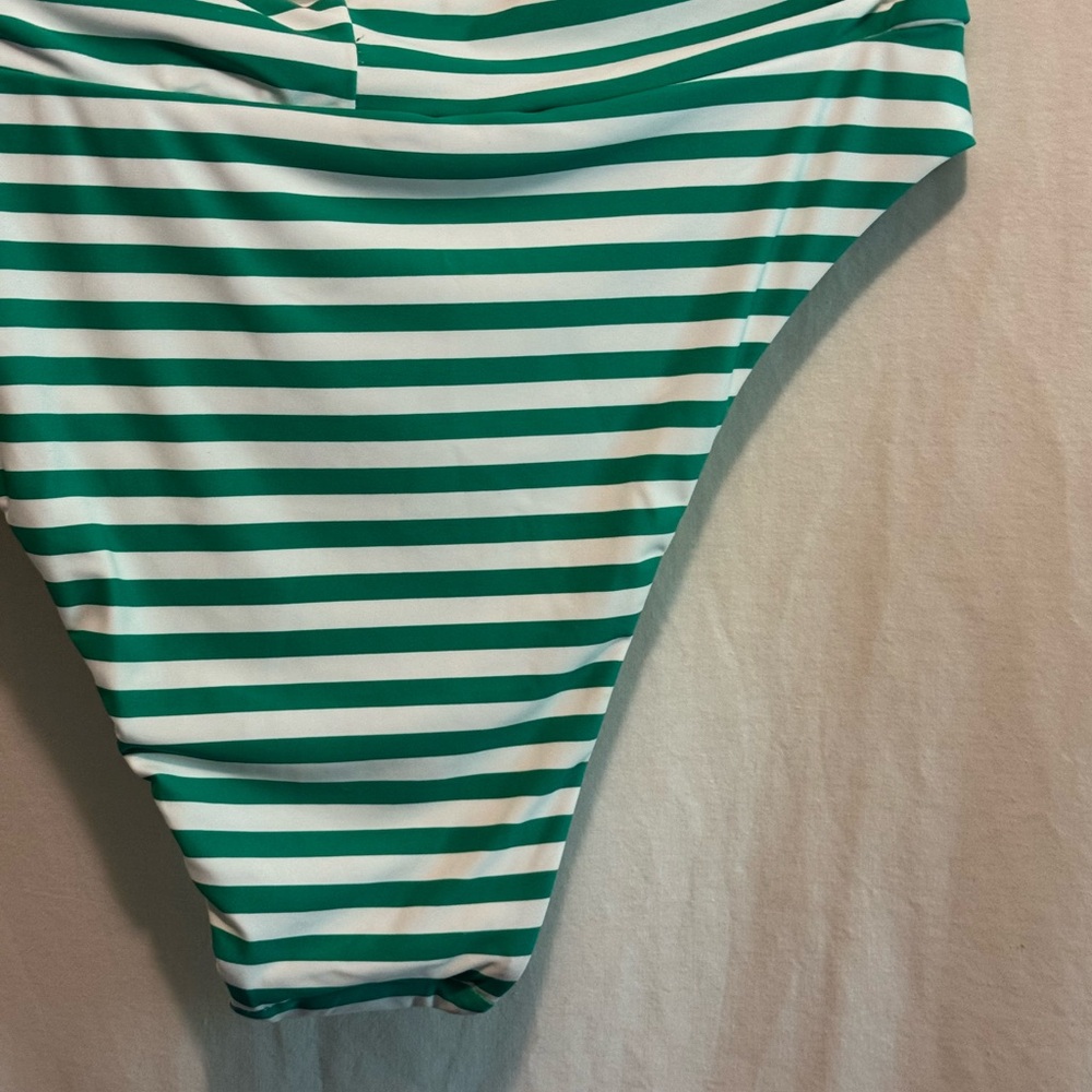 AA-587 Aerie NWT High Cut Cheeky Green & White Stripe Bikini Bottoms Size XL - Picture 4 of 12